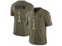 Men Nike Carolina Panthers #1 Cam Newton Limited Olive/Camo 2017 Salute to Service NFL Jersey