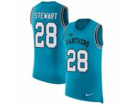 Men Nike Carolina Panthers #28 Jonathan Stewart Limited Blue Rush Player Name & Number Tank Top NFL Jersey