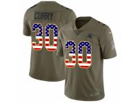 Men Nike Carolina Panthers #30 Stephen Curry Limited Olive/USA Flag 2017 Salute to Service NFL Jersey