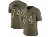 Men Nike Carolina Panthers #74 Daeshon Hall Limited Olive/Camo 2017 Salute to Service NFL Jersey