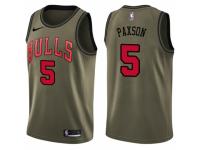 Men Nike Chicago Bulls #5 John Paxson Swingman Green Salute to Service NBA Jersey
