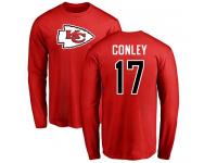 Men Nike Chris Conley Red Name & Number Logo - NFL Kansas City Chiefs #17 Long Sleeve T-Shirt