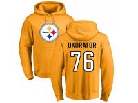 Men Nike Chukwuma Okorafor Gold Name & Number Logo - NFL Pittsburgh Steelers #76 Pullover Hoodie