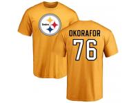 Men Nike Chukwuma Okorafor Gold Name & Number Logo - NFL Pittsburgh Steelers #76 T-Shirt