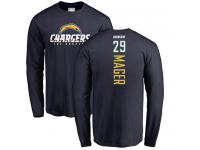 Men Nike Craig Mager Navy Blue Backer - NFL Los Angeles Chargers #29 Long Sleeve T-Shirt