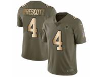 Men Nike Dallas Cowboys #4 Dak Prescott Limited Olive/Gold 2017 Salute to Service NFL Jersey