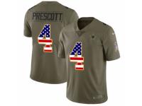 Men Nike Dallas Cowboys #4 Dak Prescott Limited Olive/USA Flag 2017 Salute to Service NFL Jersey