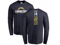 Men Nike Dan Fouts Navy Blue Backer - NFL Los Angeles Chargers #14 Long Sleeve T-Shirt
