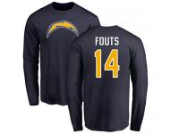 Men Nike Dan Fouts Navy Blue Name & Number Logo - NFL Los Angeles Chargers #14 Long Sleeve T-Shirt