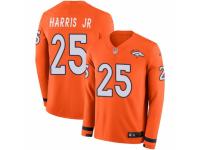 Men Nike Denver Broncos #25 Chris Harris Jr Limited Orange Therma Long Sleeve NFL Jersey