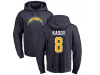 Men Nike Drew Kaser Navy Blue Name & Number Logo - NFL Los Angeles Chargers #8 Pullover Hoodie