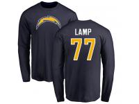 Men Nike Forrest Lamp Navy Blue Name & Number Logo - NFL Los Angeles Chargers #77 Long Sleeve T-Shirt