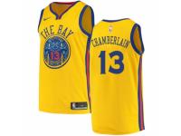 Men Nike Golden State Warriors #13 Wilt Chamberlain  Gold NBA Jersey - City Edition