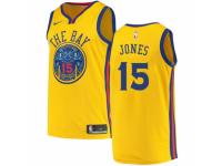 Men Nike Golden State Warriors #15 Damian Jones  Gold NBA Jersey - City Edition