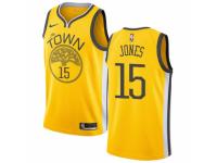 Men Nike Golden State Warriors #15 Damian Jones Yellow  Jersey - Earned Edition