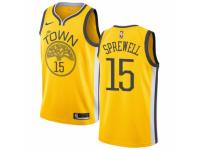 Men Nike Golden State Warriors #15 Latrell Sprewell Yellow  Jersey - Earned Edition