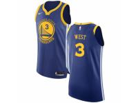 Men Nike Golden State Warriors #3 David West Royal Blue Road NBA Jersey - Icon Edition