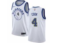Men Nike Golden State Warriors #4 Quinn Cook White Hardwood Classics NBA Jersey