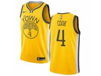 Men Nike Golden State Warriors #4 Quinn Cook Yellow  Jersey - Earned Edition