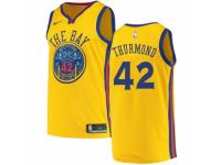 Men Nike Golden State Warriors #42 Nate Thurmond  Gold NBA Jersey - City Edition