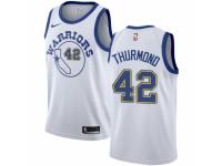 Men Nike Golden State Warriors #42 Nate Thurmond Swingman White Hardwood Classics NBA Jersey