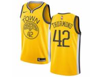 Men Nike Golden State Warriors #42 Nate Thurmond Yellow  Jersey - Earned Edition