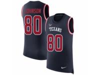 Men Nike Houston Texans #80 Andre Johnson Limited Navy Blue Rush Player Name & Number Tank Top NFL Jersey