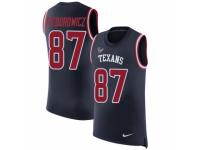 Men Nike Houston Texans #87 C.J. Fiedorowicz Limited Navy Blue Rush Player Name & Number Tank Top NFL Jersey