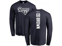 Men Nike Jamon Brown Navy Blue Backer - NFL Los Angeles Rams #68 Long Sleeve T-Shirt