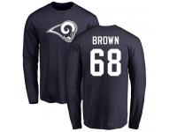 Men Nike Jamon Brown Navy Blue Name & Number Logo - NFL Los Angeles Rams #68 Long Sleeve T-Shirt