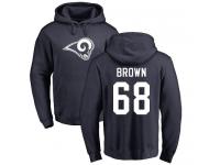 Men Nike Jamon Brown Navy Blue Name & Number Logo - NFL Los Angeles Rams #68 Pullover Hoodie