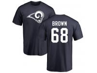 Men Nike Jamon Brown Navy Blue Name & Number Logo - NFL Los Angeles Rams #68 T-Shirt