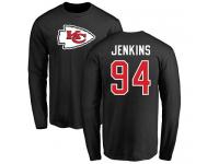 Men Nike Jarvis Jenkins Black Name & Number Logo - NFL Kansas City Chiefs #94 Long Sleeve T-Shirt