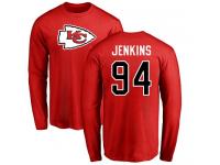 Men Nike Jarvis Jenkins Red Name & Number Logo - NFL Kansas City Chiefs #94 Long Sleeve T-Shirt