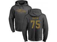 Men Nike Jonathan Ogden Ash One Color - NFL Baltimore Ravens #75 Pullover Hoodie