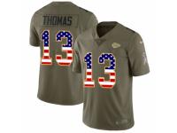 Men Nike Kansas City Chiefs #13 DeAnthony Thomas Limited Olive/USA Flag 2017 Salute to Service NFL Jersey