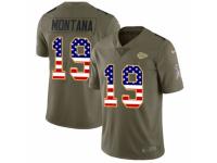 Men Nike Kansas City Chiefs #19 Joe Montana Limited Olive/USA Flag 2017 Salute to Service NFL Jersey