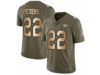 Men Nike Kansas City Chiefs #22 Marcus Peters Limited Olive/Gold 2017 Salute to Service NFL Jersey