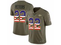 Men Nike Kansas City Chiefs #22 Marcus Peters Limited Olive/USA Flag 2017 Salute to Service NFL Jersey