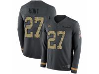 Men Nike Kansas City Chiefs #27 Kareem Hunt Limited Black Salute to Service Therma Long Sleeve NFL Jersey