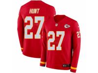 Men Nike Kansas City Chiefs #27 Kareem Hunt Limited Red Therma Long Sleeve NFL Jersey