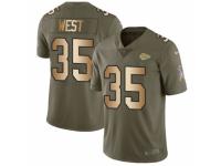 Men Nike Kansas City Chiefs #35 Charcandrick West Limited Olive/Gold 2017 Salute to Service NFL Jersey