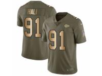 Men Nike Kansas City Chiefs #91 Tamba Hali Limited Olive/Gold 2017 Salute to Service NFL Jersey