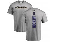 Men Nike Lamar Jackson Ash Backer - NFL Baltimore Ravens #8 T-Shirt