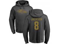 Men Nike Lamar Jackson Ash One Color - NFL Baltimore Ravens #8 Pullover Hoodie