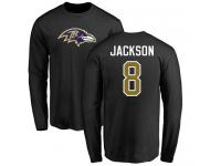 Men Nike Lamar Jackson Black Name & Number Logo - NFL Baltimore Ravens #8 Long Sleeve T-Shirt