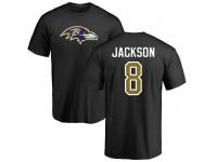 Men Nike Lamar Jackson Black Name & Number Logo - NFL Baltimore Ravens #8 T-Shirt