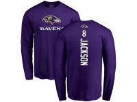 Men Nike Lamar Jackson Purple Backer - NFL Baltimore Ravens #8 Long Sleeve T-Shirt