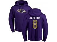 Men Nike Lamar Jackson Purple Name & Number Logo - NFL Baltimore Ravens #8 Pullover Hoodie