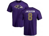 Men Nike Lamar Jackson Purple Name & Number Logo - NFL Baltimore Ravens #8 T-Shirt